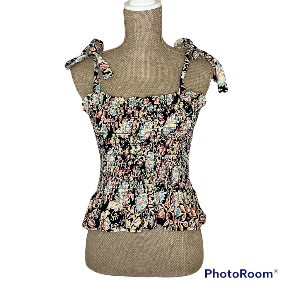 Rachel Zoe Smocked Tie Shoulder Tank Top